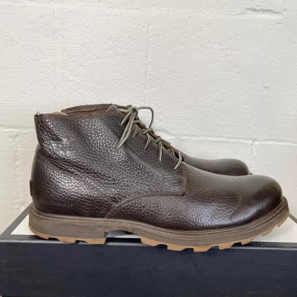 Sorel Madson Ankle Boots Brown Pebble Leather Oxford Waterproof Lace up Men's 10 - Picture 2 of 9